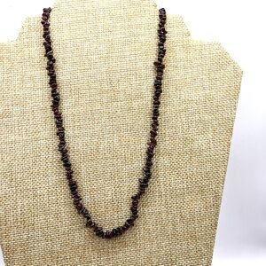Amethyst Deep Chip Purple Beaded Necklace Vintage
